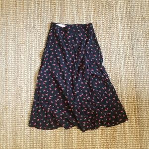 Zara xs black floral midi dress